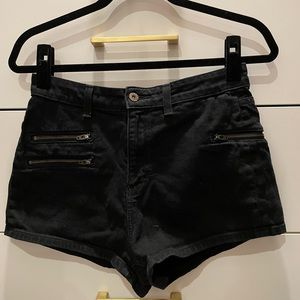 CARMAR Black Denim High Wasted Shorts with Zipper Pocket Detail Size 28